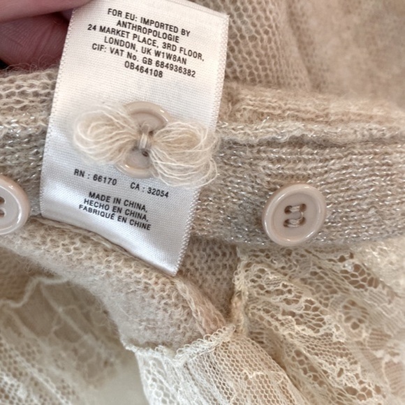 Anthropologie Saturday Sunday Lace Hem Alpaca Blend Cardigan - Picture 13 of 13